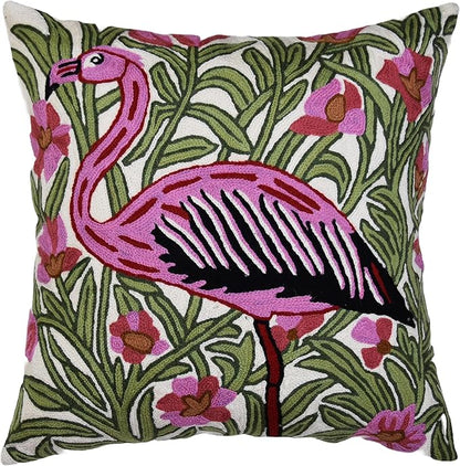 William Morris Flamingo Floral Pillow Cover by Kashmir+Designs