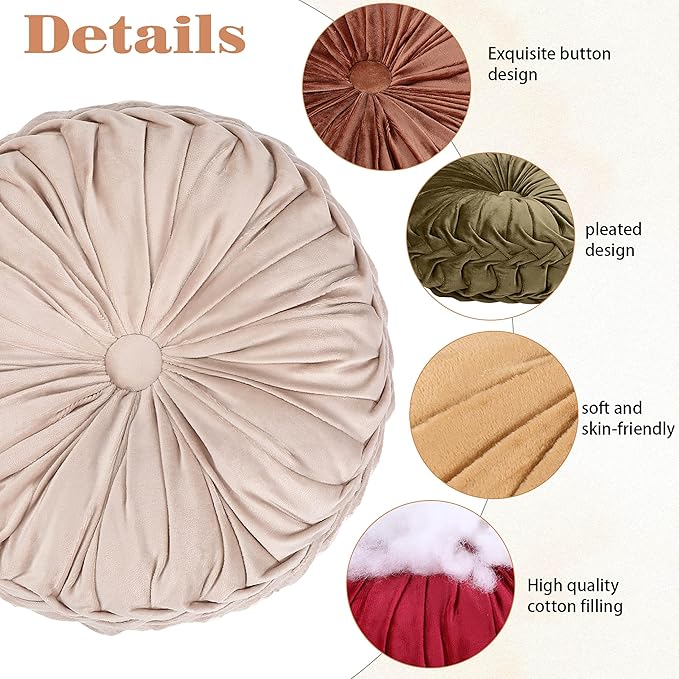 Yerliker 6 Pcs Floor Pillow Cushions 15inch Round Velvet Throw Pillows Colorful - Image 2