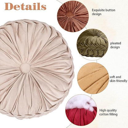 Yerliker 6 Pcs Floor Pillow Cushions 15inch Round Velvet Throw Pillows Colorful - Image 2