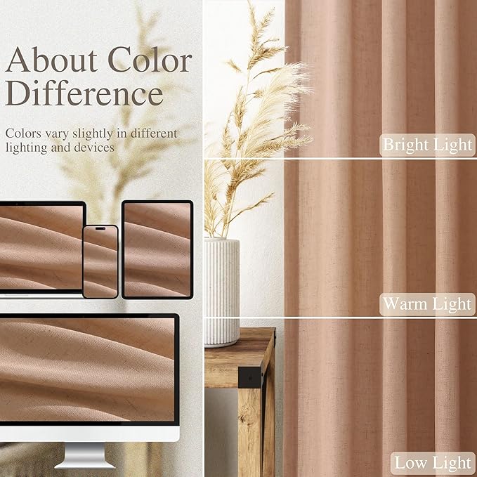 Extra Long Peach Linen Curtains 120 Inch - Image 5