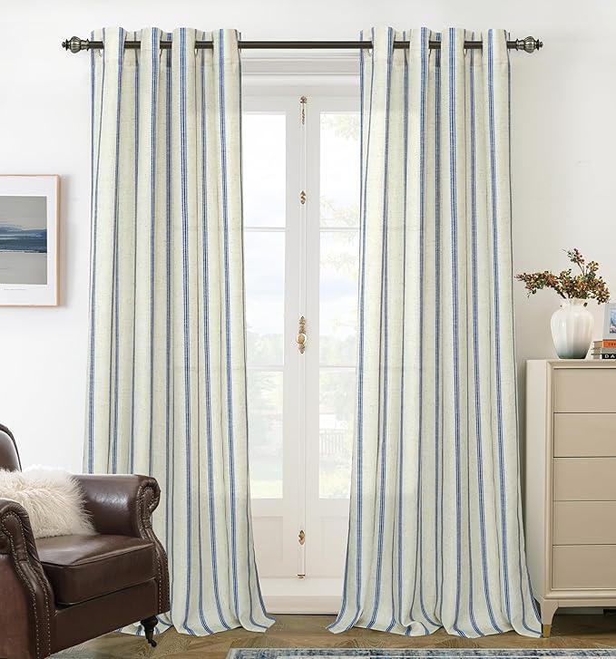 DriftAway Farmhouse Vertical Striped Linen Blend Textured Light Filtering Semi by DriftAway