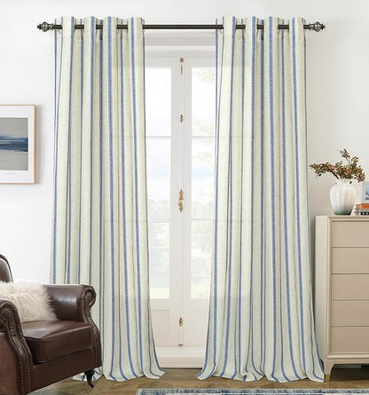 DriftAway Farmhouse Vertical Striped Linen Blend Textured Light Filtering Semi by DriftAway