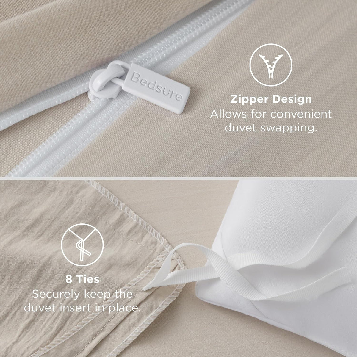 bedsure prewashed duvet cover king, cotton-like soft bedding, front angle view