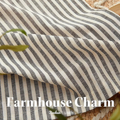 jinchan Striped Linen Kitchen Curtains 20 Inches Length Tier Curtains Farmhouse - Image 7