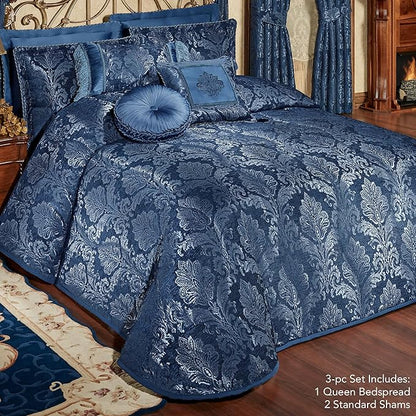Touch of Class Camelot Luxury Bedding | Calming Navy Blue | Matte Satin Damask - Image 2