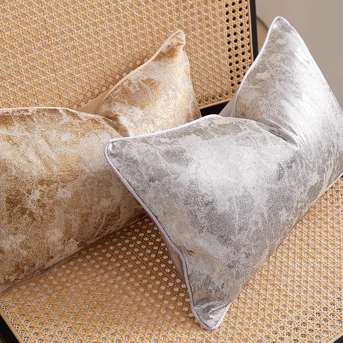 THE-TINOART Platinum Silver Metallic Pillow Case 12x20 - Image 3