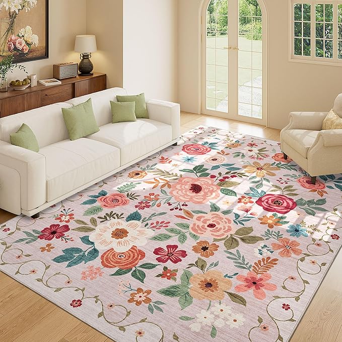 DUKINO 9x12 Area Rug, Floral Rugs - Image 2