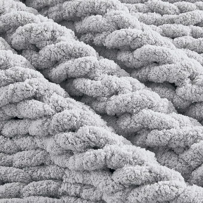 Carriediosa Chunky Knit Throw Blanket 50" X 60", 100% Hand Made Large Chenille - Image 7