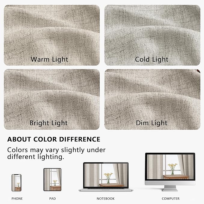 OVZME Kitchen Curtains 24 Inch Length, Light Filtering Faux Linen Textured - Image 7