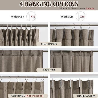 RAIN CITY Khaki Extra Long Sheer Curtains 108 Inch Long 9ft, Back Tab Pinch - Image 3