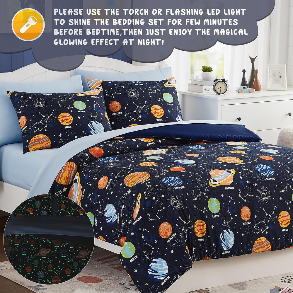 Boys Full Size Bedding Set -7 Pieces Space Bedding Full Size Comforter Sets