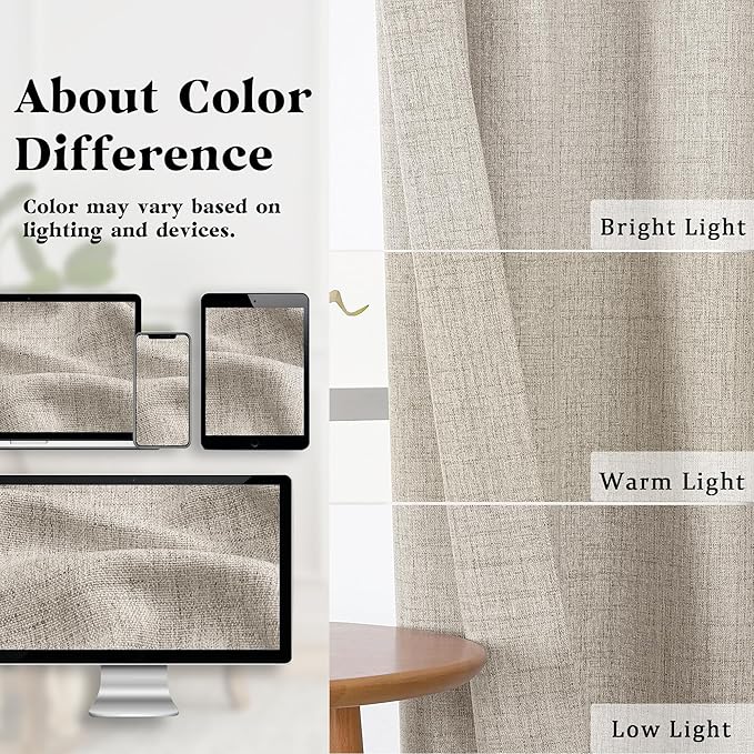 Gwine Short Curtains 36 Inch Length 2 Panels, Light Filtering Textured Half - Image 3