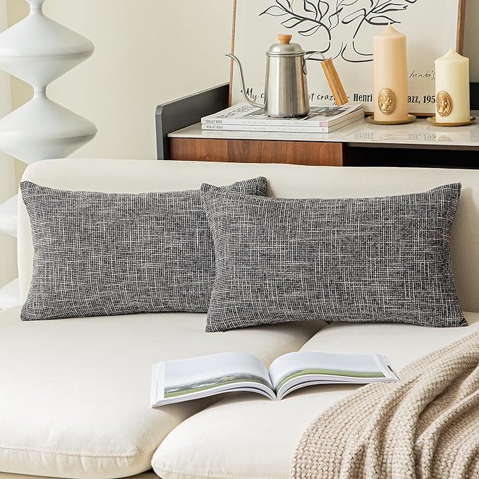 Kevin Textile Faux Linen Square 2 Tone Woven Fine Throw Pillow Sham Cushion by KevinTextile