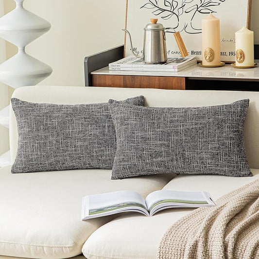 Kevin Textile Faux Linen Square 2 Tone Woven Fine Throw Pillow Sham Cushion by KevinTextile