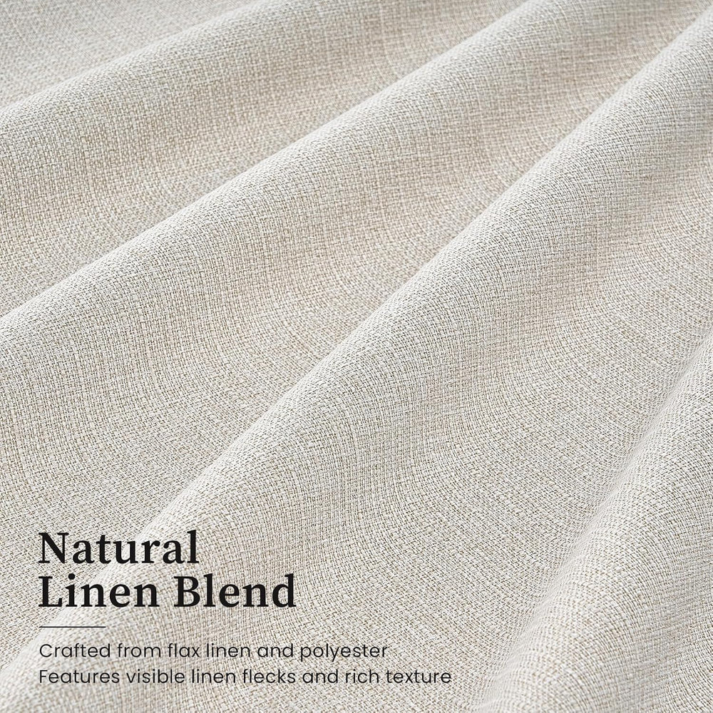 90 Inch Blackout Linen Curtains for Bedroom Natural Beige 52 Inch Wide