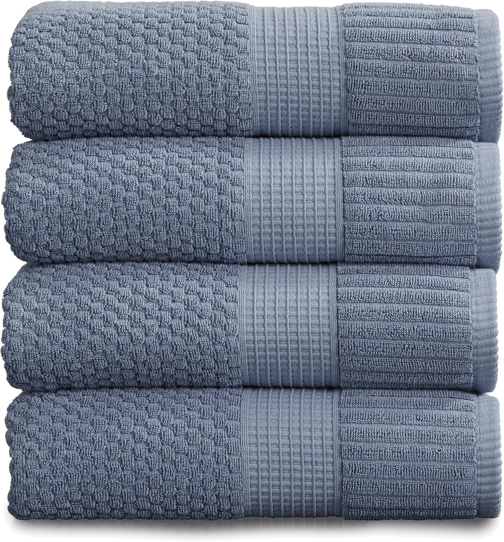 4 Pack 100% Cotton Bath Towels | Blue Towels | Oeko‑TEX Standard 100 | Soft &...