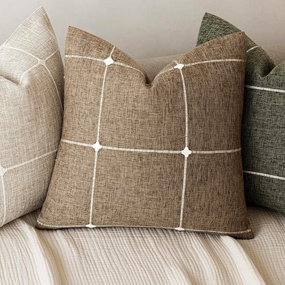 Foindtower Pack of 2 Decorative Faux Linen Jacquard Check Throw Pillow Covers - Image 4