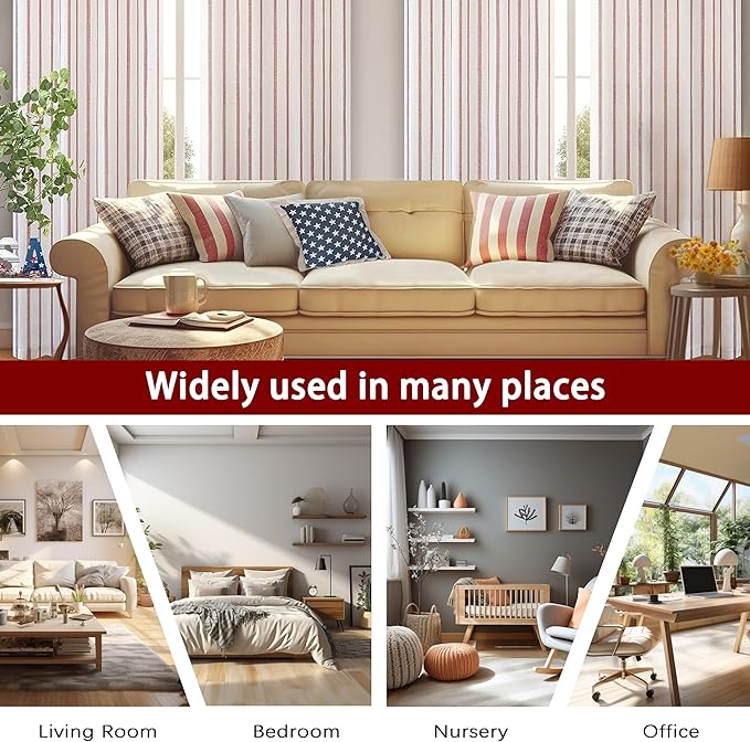 DriftAway Farmhouse Vertical Striped Linen Blend Textured Light Filtering Semi - Image 6