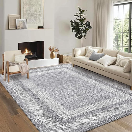 GarveeHome Modern Geometric Area Rug 4x6 Distressed Bordered Washable Non Slip by GarveeHome
