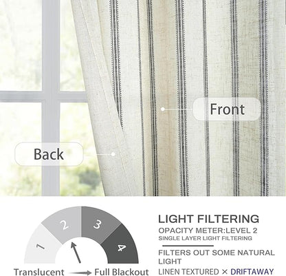 DriftAway Farmhouse Vertical Striped Linen Blend Textured Light Filtering Semi - Image 5