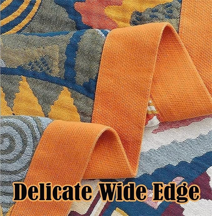 MSGKV Boho Throw Blanket for Bed Couch, 100% Cotton Throw Blankets 80''x 90'' - Image 7