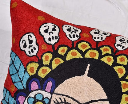 Frida Inspired Pillow Cover Bella Senorita Hispanic Pillowcase Colorful Birds - Image 8