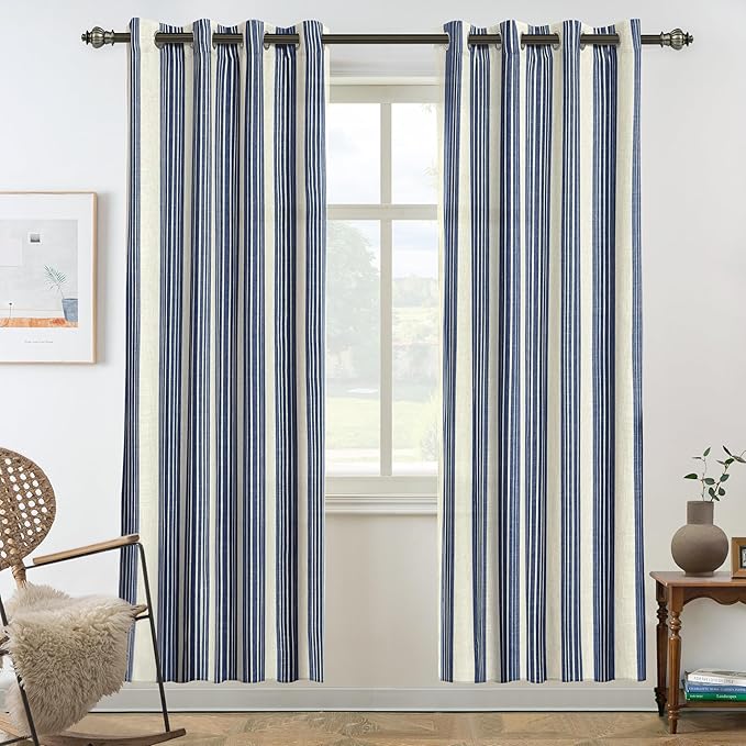 DriftAway Farmhouse Vertical Striped Linen Blend Textured Light Filtering Semi by DriftAway