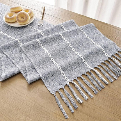 ZeeMart Farmhouse Braided Striped Table Runner, Rustic Navy Blue Table Runners - Image 7