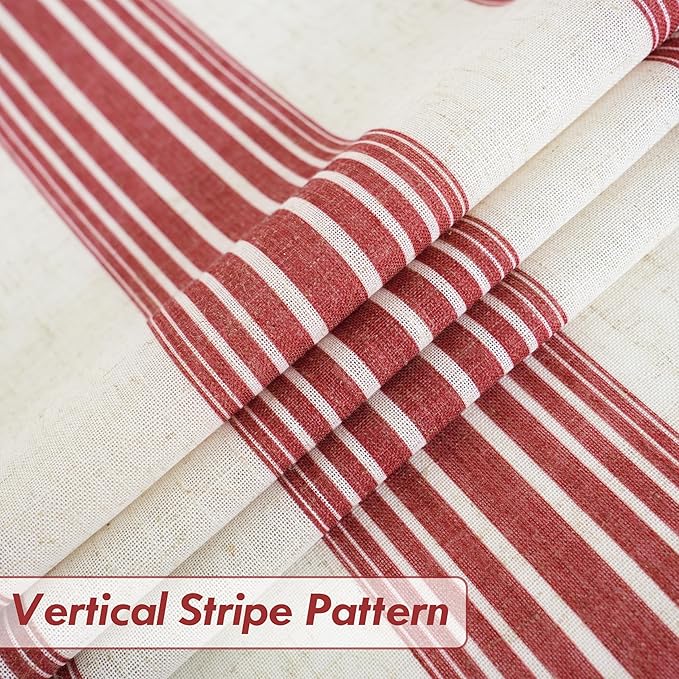 DriftAway Farmhouse Vertical Striped Linen Blend Textured Light Filtering Semi - Image 3