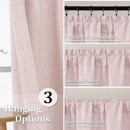 Gwine Blush Pink Kitchen Curtains 36 Inch Length 2 Panels, Light Filtering - Image 4