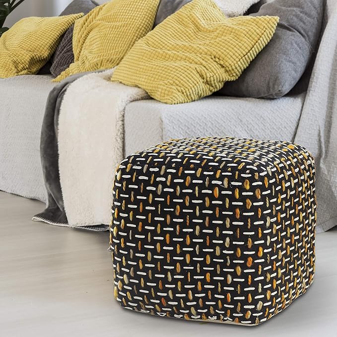 L. R. Resources, Inc. LR Home Hand-Woven Black/Gold/White Geometric Square - Image 2