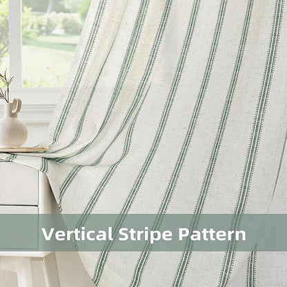 DriftAway Farmhouse Vertical Striped Linen Blend Textured Light Filtering Semi - Image 7