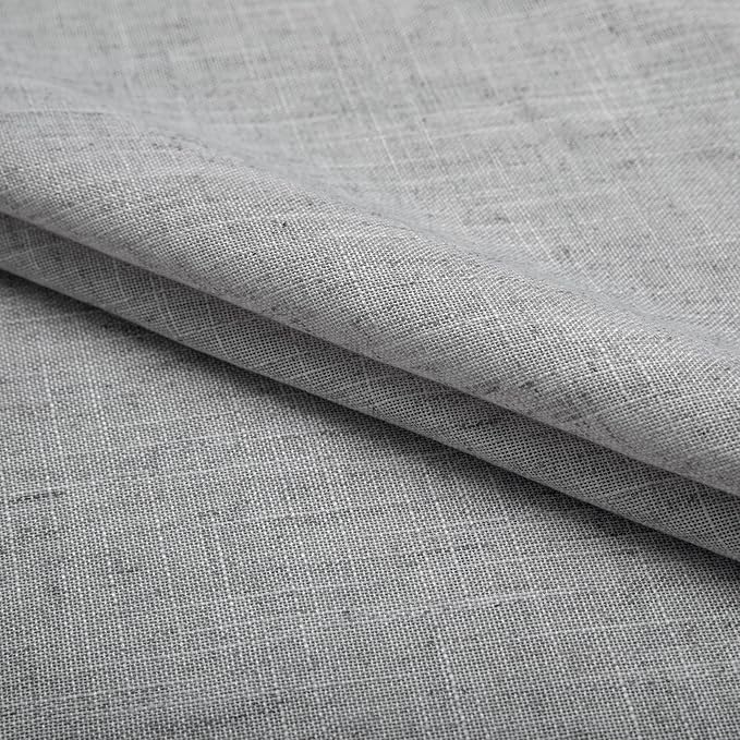 2 Panel Set 72 Inch Curtains for Bedroom Grommet Flax Faux Linen Look Light - Image 6