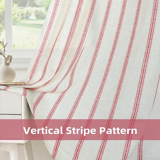 DriftAway Farmhouse Vertical Striped Linen Blend Textured Light Filtering Semi - Image 6