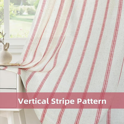 DriftAway Farmhouse Vertical Striped Linen Blend Textured Light Filtering Semi - Image 6