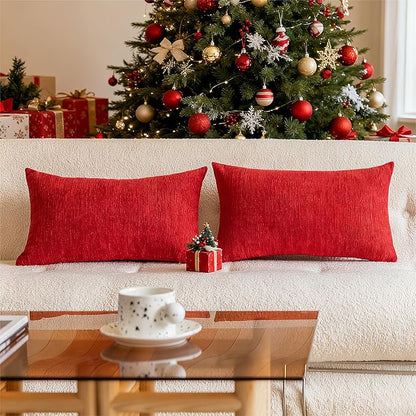 Home Brilliant Lumbar Pillow Covers 12x20 Set of 2 Chenille Rectangle Throw by HomeBrilliant