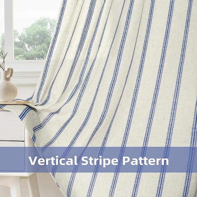 DriftAway Farmhouse Vertical Striped Linen Blend Textured Light Filtering Semi - Image 7