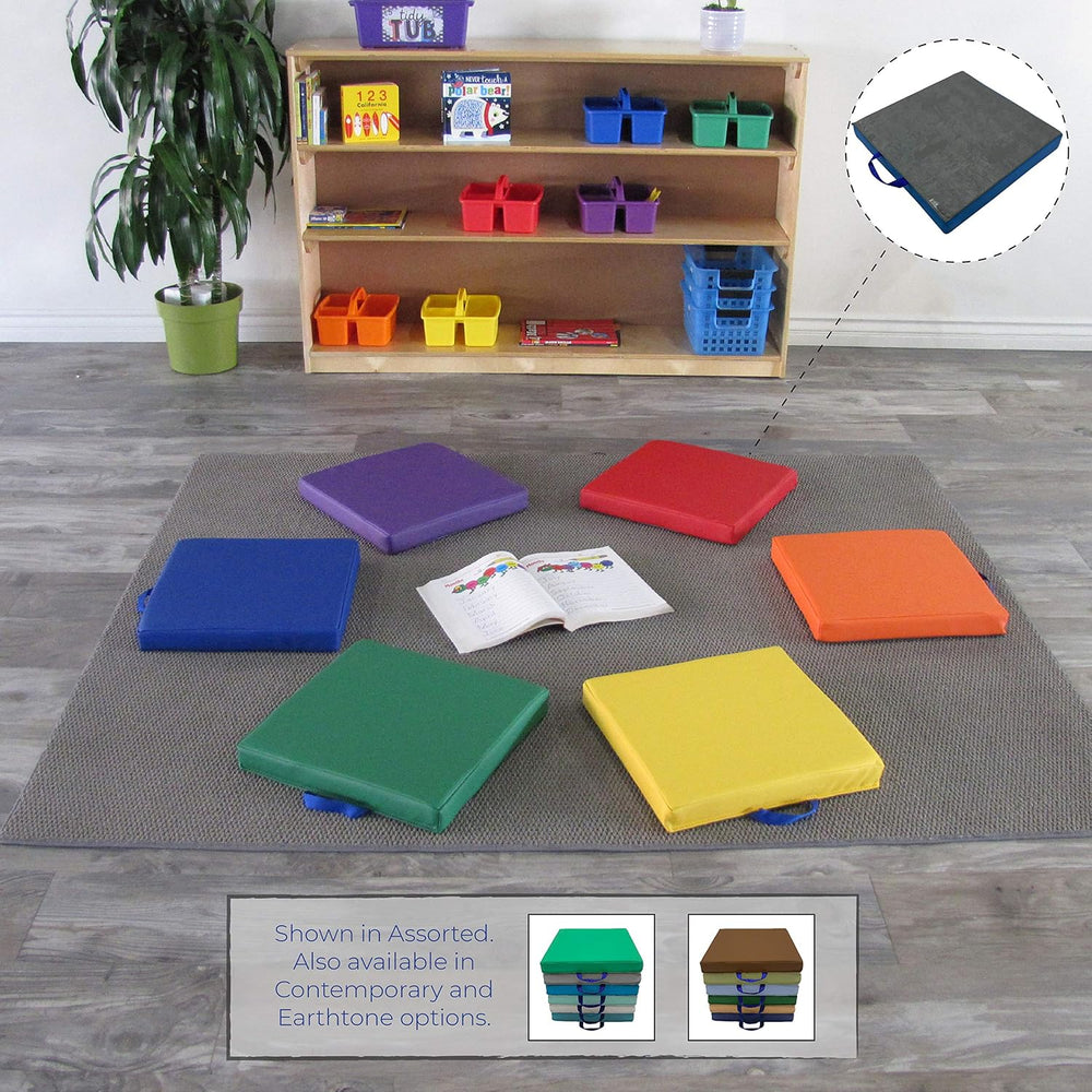 FDP 15 inch Square Classroom Floor Cushions - Earthtone, 12228-ET
