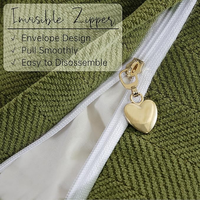 ZWJD Olive Green Pillow Covers 24x24 Set of 2 Chenille Throw Pillow Covers - Image 3