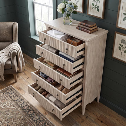 5-drawer 47" tall fluted dresser, vertical chest of, main product view