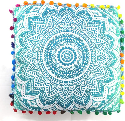 CRAFT KALA Green Ombre Large Hippie Mandala Meditation Floor Ottoman Pillow - Image 7
