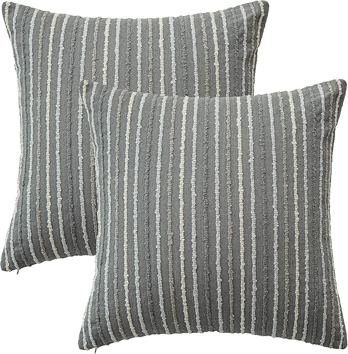 Set of 2 Striped Boho Multicolor Candlewick Throw Pillow Covers by Rythome
