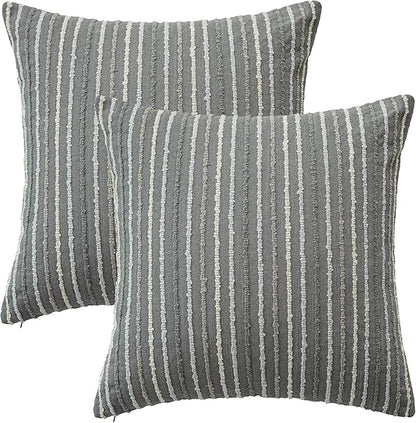 Set of 2 Striped Boho Multicolor Candlewick Throw Pillow Covers by Rythome