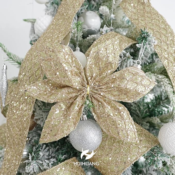 HUIHUANG Champagne Glitter Wired Ribbon - Image 9