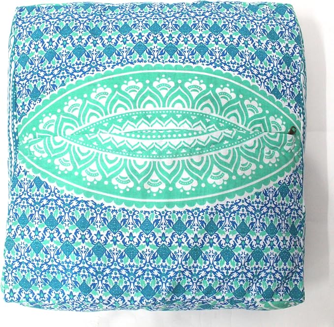 CRAFT KALA Green Ombre Large Hippie Mandala Meditation Floor Ottoman Pillow - Image 8
