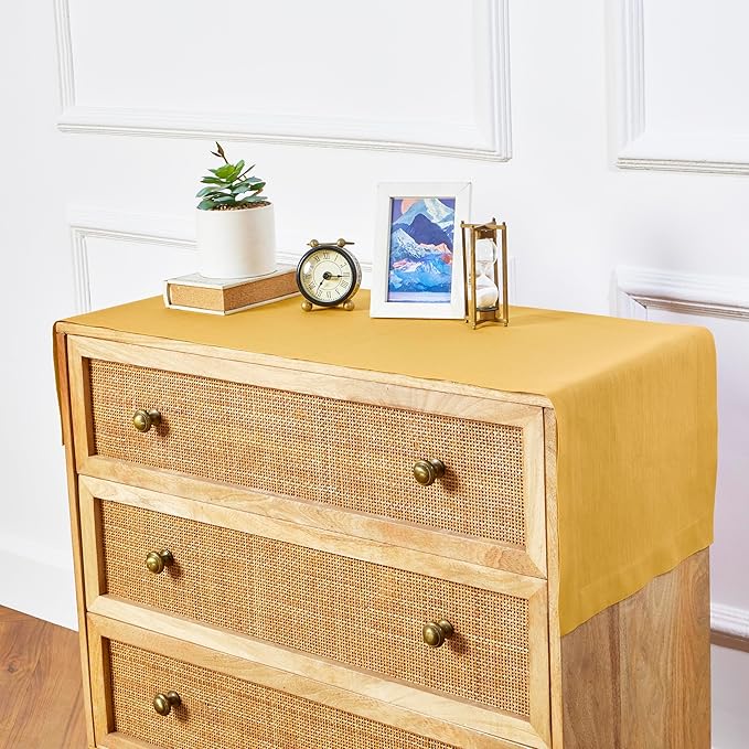 Solino Home Linen Mustard Yellow Table Runner 72 Inches Long - Image 9