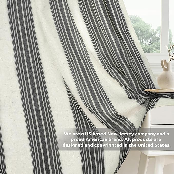 DriftAway Farmhouse Vertical Striped Linen Blend Textured Light Filtering Semi - Image 7