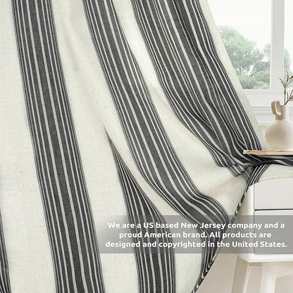 DriftAway Farmhouse Vertical Striped Linen Blend Textured Light Filtering Semi - Image 7