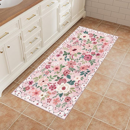 DUKINO 2x5 Runner Rug for Hallway, Washable Kitchen Floral Runner Rug - Image 4