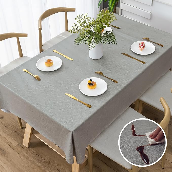 Rectangle Table Cloth, 100% Waterproof Tablecloth Oil Proof Spill Proof Vinyl - Image 8